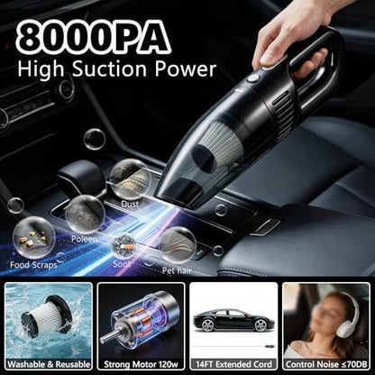 21PCS Car Detailing Kit Interior Cleaner - with Handheld Car Vacuum, Windshield Cleaning Tool, Detailing Brushes, Car Cleaning Supplies Kit for Women Men (Black) - color: black