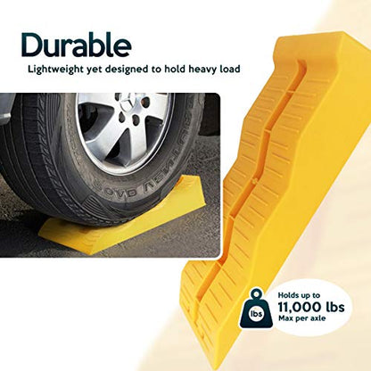ZONETECH Automotive Leveling Ramps- Premium Quality Camper Trailer SUV Car Wheel Chocks, Leveler, Stabilizer on Uneven Ground- Great for Raising Auto - color: Yellow