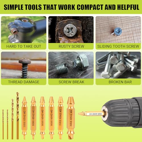 Damaged Screw Extractor Set, 10Pcs Easy Out Bolt Extractor Set, Drill Bit Stripped Screw Remover Tools for Damaged, Broken, Rusted, Small Screws, Bolts, Nuts - size: 10 Pieces