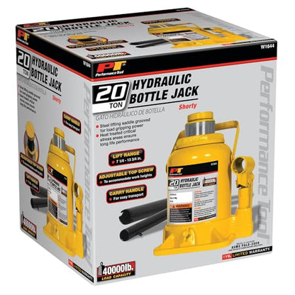 Performance Tool W1644 20 Ton (40,000 lbs.) Heavy Duty Shorty Bottle Jack - size: 20-Ton - Shorty