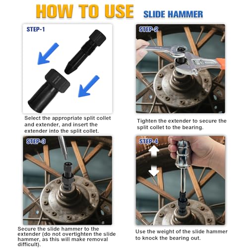 YATOINTO 12Pcs Blind Hole Bearing Puller Kit, Pilot Internal Bearing Removal Tool,Slide Hammer Puller Set with 8-32mm Collets