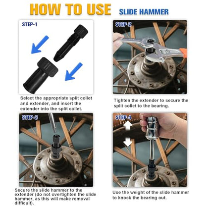 YATOINTO 12Pcs Blind Hole Bearing Puller Kit, Pilot Internal Bearing Removal Tool,Slide Hammer Puller Set with 8-32mm Collets