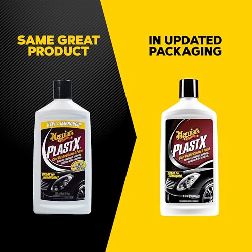 Meguiar's PlastX Clear Plastic Polish, Headlight Restoration Polish, Plastic Cleaner & Scratch Remover, Restores Clarity, Removes Yellowing, Oxidation & Cloudiness, 10 Oz - size: 1 Pack