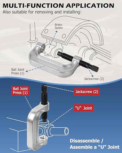 DAYUAN Ball Joint Press & U Joint Removal Tool Kit, Red Case | 4-in-1 Ball Joint & Brake Anchor Pin Tool, Removes & Installs Ball Joints and Anchor Pins, 2WD & 4WD Vehicles, Forged Steel - color: Red