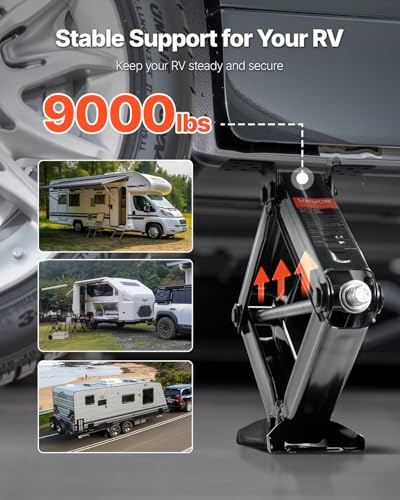 VEVOR 9000 lbs RV Scissor Jacks, 4-23.4 in RV Stabilizer Leveling Scissor Jacks, Set of 4, Heavy Duty Stabilizer Jack with Crank Handle, Socket and Bubble Levels, Not Easily Bent or Deformed - size: 9000 lbs, style: 4 PACK