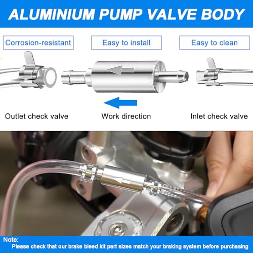 Brake Bleeder Hose Kit, One-Way Check Valve Design, Easy One-Person Brake Bleeding for DIY Users, Clear Tubing, 2 Pack - size: Brake Bleeder Tool-2pcs