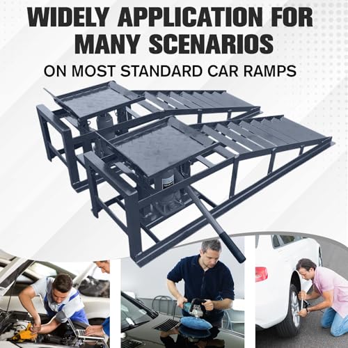 2 Pack Hydraulic Car and Truck Service Ramps,Low Profile Car Lift Service Ramps for Oil Changes,11000 Lbs (5 Tons), Adjustable Lift Height 9.8" to 16.21", Home Garage,Vehicle Auto Garage - color: Gray