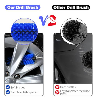 1 Pack Drill Brush for Car Wheel and Bottle(Blue) | for Wheels, Rims, Engines, Exhaust, Bottle - color: 1 Pack Dark Blue