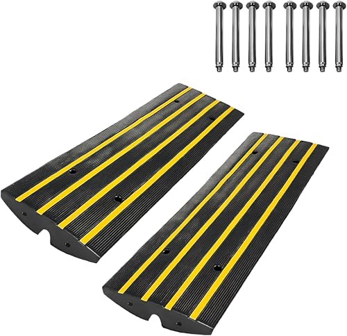 Rubber Driveway Gutter Slope Ramp 48in 2Pack - Rubber Curb Ramps for Driveway, Low Profile Design for Cars, Water Channel for Drainage, Perfect for Driveway Thresholds