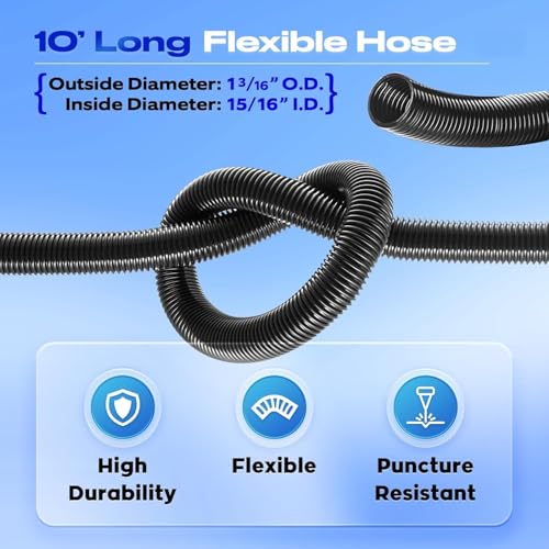 16.4 Foot Long Dust Collection Power Tool Hose Kit with 5 Fittings Universal for Multiple Tools & Vacuums - size: 16.4FT HOSE KITS