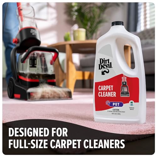 Dirt Devil Pet Carpet Cleaner Solution, 64 oz., Tropical Breeze Scent, Carpet Shampoo Solution, Eliminates Pet Stains and Odors, Pair with Dirt Devil Full Size Carpet Cleaner Machines - style: 64 fl oz (Pack of 1)
