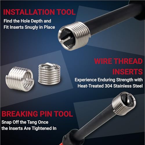 SAE Helicoil Thread Repair Kit, 131-Piece SAE Threaded Insert Kit with HSS Drill Bits & 304SS Inserts | 1/4" 5/16" 3/8" 7/16" 1/2" Sizes | Portable Case for Automotive & Industrial Repair - size: 131PCS SAE, style: Multi Size Set