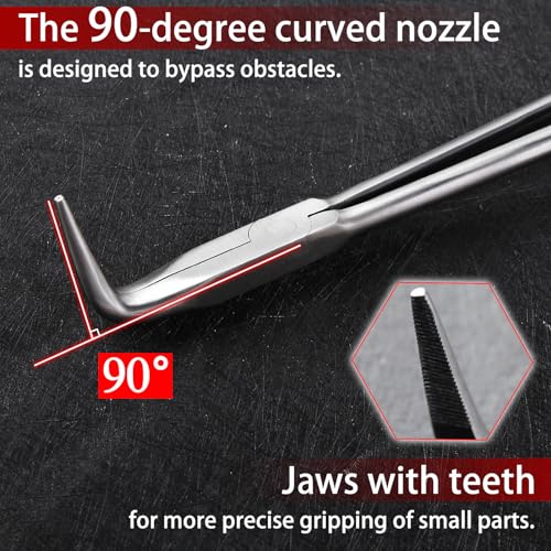 SPEEDWOX 15-Inch 90 Degree Needle Nose Pliers - Extra Long, Carbon Steel, Red, Ergonomic Grip - style: 90 Degree