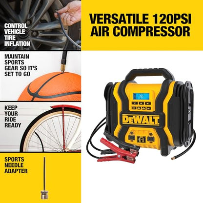 DEWALT DXAEPS14 2000 Amp Portable Battery Jump Starter with Compressor | Power Station with 500W AC Power and 15W USBa & 25W USB