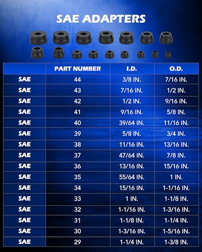 OMT Bearing Press Kit, Bearing Race & Seal Driver Set, Seal Installer Set | 43pc Wheel Bearing Press Kit with 23 Metric & 16 SAE Adapters, Bushing Driver Set with 4 Handles for Bearing Installation