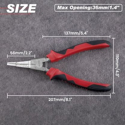 8 Inch Lock Ring Pliers - Special Circlip Pliers with Reverse Angle Tip and Straight Nose - size: 8" Straight Nose