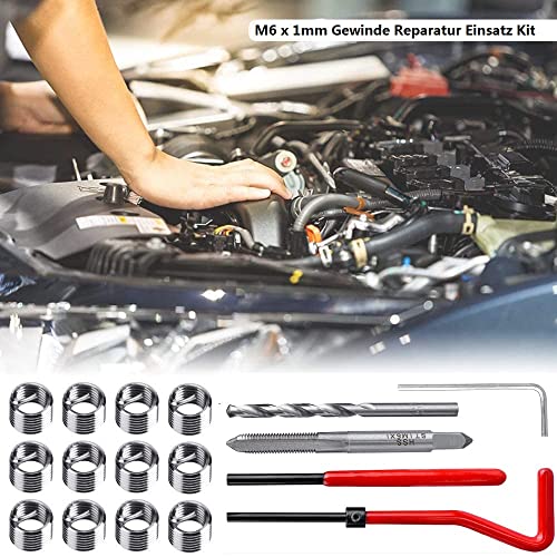 30 Piece M6 x 1.0mm Thread Repair Insert Kit, Stainless Steel Thread Repair Kit Helicoil Coil Compatible Hand Tool Set for Auto Repair - size: M6 x 1.0