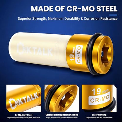 1/2" Drive 19mm Wheel Lug Nut Impact Socket,Color-Coded Non-Marring Deep Thin Wall Socket with Removable Protect Sleeve, 6 Point, Cr-Mo Steel - color: 19mm
