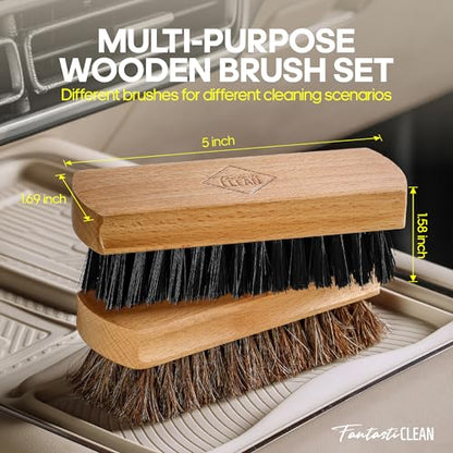 Fantasticlean Car Interior Detailing Kit, Leather Cleaner Brush Set, 9PCS | Car Interior Brush Kit, Horse Hair Leather Brush for Car Detailing, Scratch-Free Leather Cleaner Applicator, Cleaning Cloth - size: IT-ACS04-NT