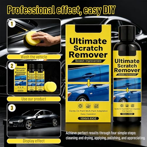 Scratch Remover for Vehicles, Car Scratch Remover Kit with Sponge, Upgrade Car Scratchs Remover for Deep Scratches in 60 Seconds, Quick Fix Removal Paste for Repair Scratche and Restore Shine (2pcs)