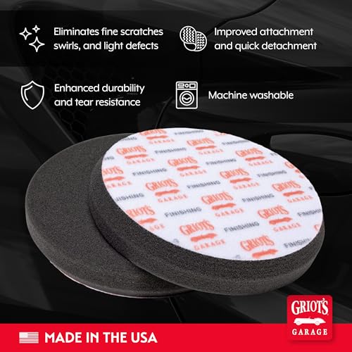 Griot's Garage 5.5" Black Foam Finishing Pads for Car Polishing and Detailing, Buffing Pads for Paint Correction and Sealant Application, 10518, Set of 2 - size: 5" Pads (Set of 2), style: 5.5" (Set of 2)