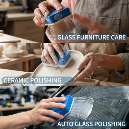 Glass Polish kit,1.69 Fl Oz cerium oxide glass polish compound with polishing brush,glass scratch remove,Oil Film Cleaner,Glass Cleaner, Removes Stains and Water Spots, for Cars Glass and Mirror - size: 1.69 Fl Oz (Pack of 1)