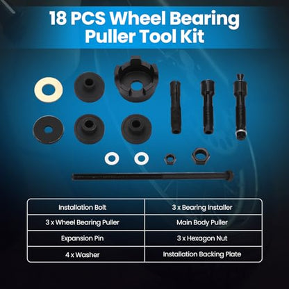 maXpeedingrods Wheel Bearing Removal Installer Tool for Harley Davidson 2000+, VT102 Motorcycle Wheel Bearing Puller Tool Kit for 0.75" 1" 25mm Bearings,18 Pcs