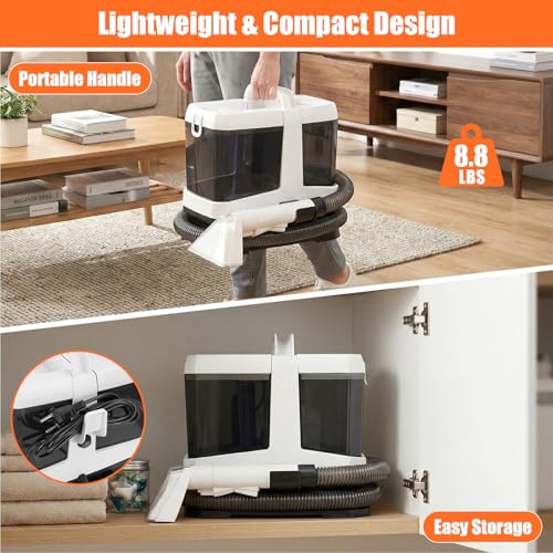 Foandbevi Carpet & Upholstery Cleaner Machine, 16KPa Spot Shampooer for Pet | 800W Motor Self-Cleaning 3 in 1 Tough Stain Tool, Lightweight Spot Stain Remover for Couch, Car Detailing, Rugs & Stairs