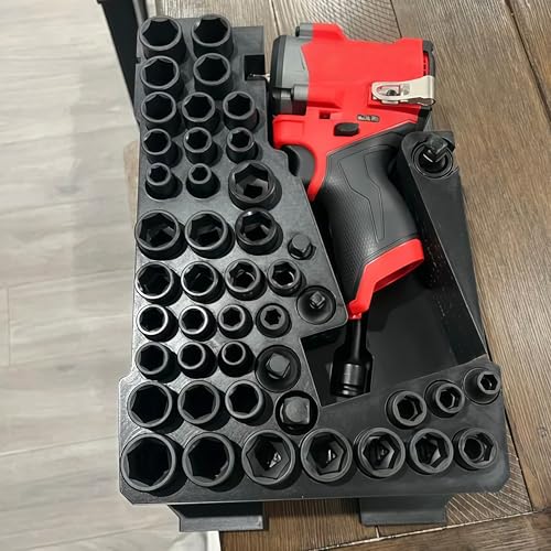Storage Box Insert for Milwaukee Packout - Precision Socket Organizer Tray for 48-Piece 3/8” Impact Set & 43-Piece Socket Collection - Ideal Fit for Compact Organizer 48-22-8435 (Black) - color: Black