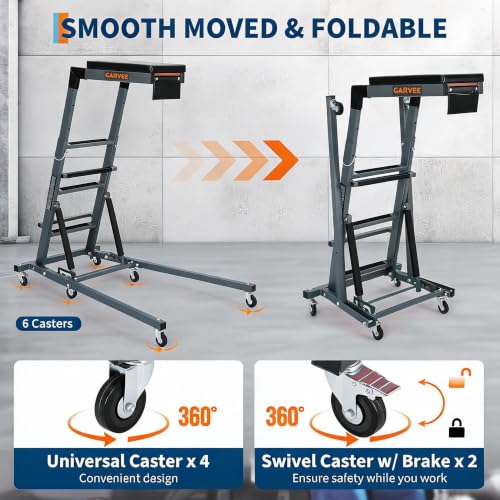 Garvee Automotive Top Side Creeper, 400 LBS, Dark Gray | 48-68Inch Adjustable Height, 6 Swivel Casters, Foldable, Heavy Duty, For Garage & Auto Shop Repair - color: Dark Gray