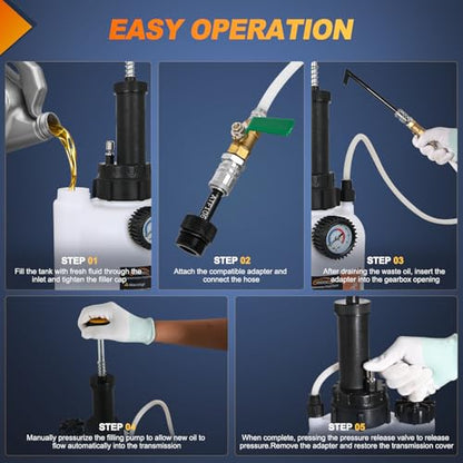 GOOACC Transmission Fluid Pump Kit 3L Automotive Manual Oil Pump Extractor ATF Refill Dispenser Transfer Pump with 8 ATF Filler Adapters Oil Filling Filler Manual System Fluid Extractor Pump Tool Kit - size: 3L