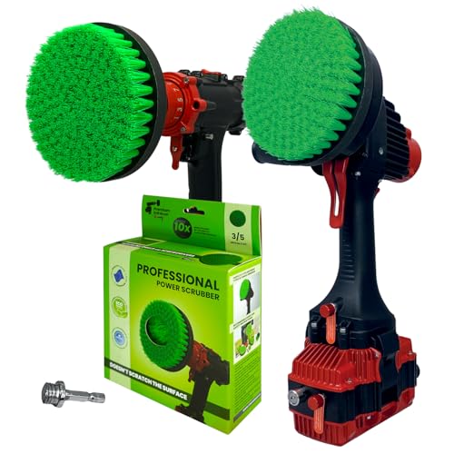 Premium Drill Brush Professional– 2in1 for Drill & Angle Grinder Medium-Stiff 6 in Green | Scratch-Free Kitchen Cleaning Brush for Ovens, Hobs, Worktops, Floor Tiles, Cupboard Doors, Cookware - color: Green