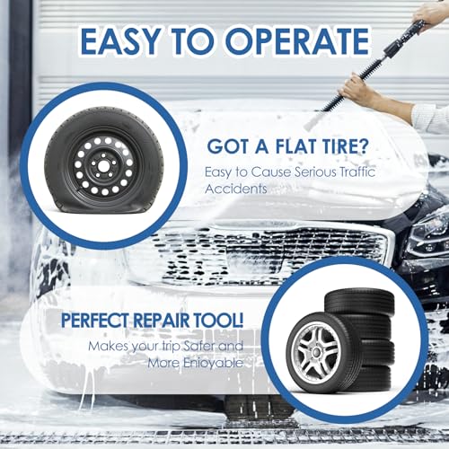 33 Pcs Tire Patch Roller Kit, Tire Rubber Repair Patch Kit with Roller Scraper Heavy Duty Tire Tube Patch Kit (32mm/ 42mm/ 58mm) Portable Tire Repair Tools for Car Truck Tractor Off Road Bike Grinding
