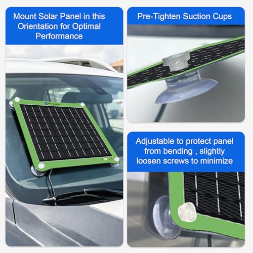 ECO-WORTHY Upgrade 7.5W Solar Car Battery Charger Maintainer 12V Waterproof Solar Panel Portable Solar Trickle Charger for Car Truck Boat Lawn Mower RV Trailer Tractor Utility Vehicle Battery