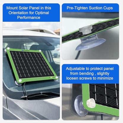 ECO-WORTHY Upgrade 7.5W Solar Car Battery Charger Maintainer 12V Waterproof Solar Panel Portable Solar Trickle Charger for Car Truck Boat Lawn Mower RV Trailer Tractor Utility Vehicle Battery