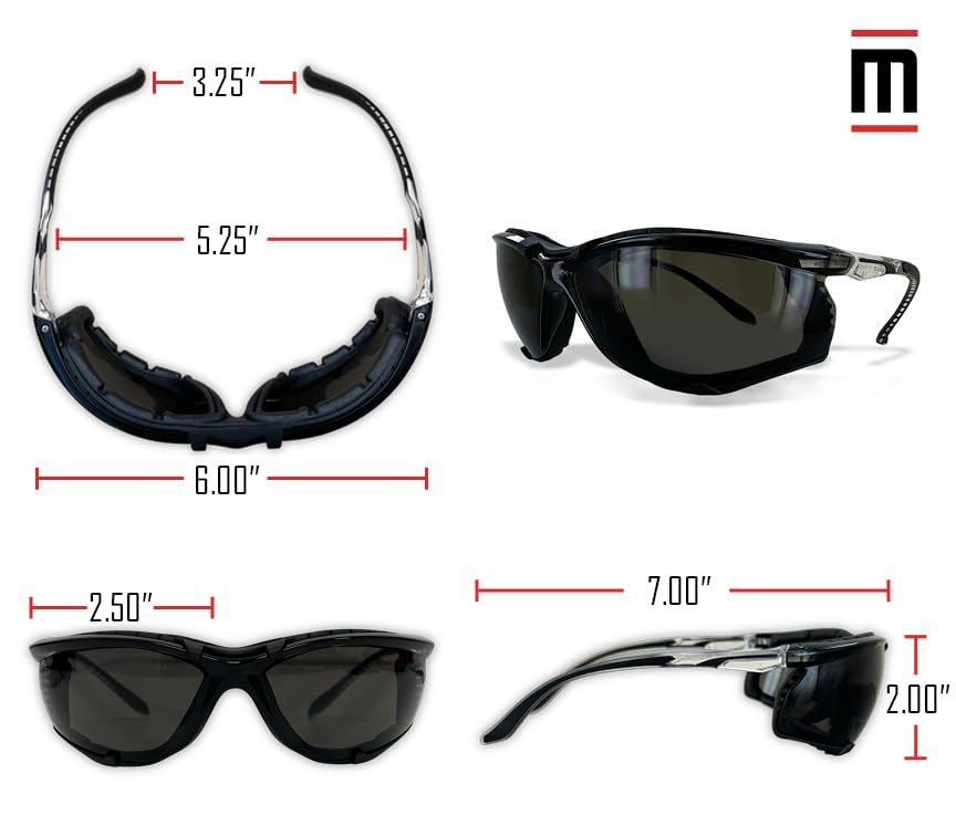 MAGID Gemstone Onyx Foam Lined Safety Glasses, ANSI Z87.1, Removable Foam Seal Blocks Dust & Debris, Anti-Fog UV Protection, Wraparound Gray Lens, Black Frame, 2 Pairs, Y84 - color: Gray Lens, size: 2 Pairs