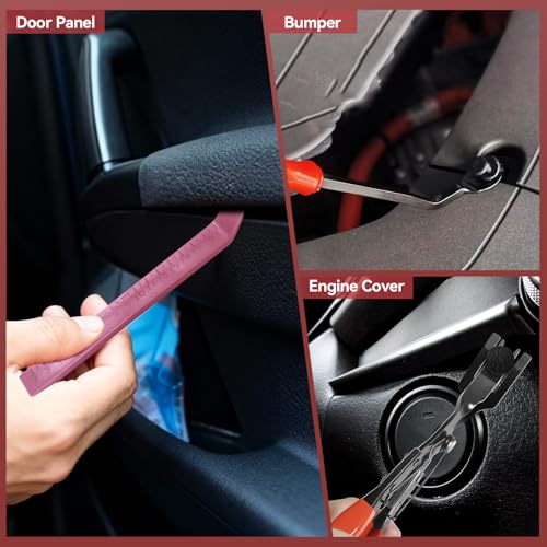2080PCS Auto Retainer Clips Kit with Fastener Plier, Trim Removal Tools and 3-Layer Organizer Box, 33 Most Common Push Rivets for Car Bumper, Fender, Door Panel and Interior Repair - style: 2080pcs
