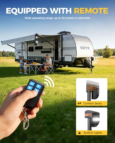 KYX Electric Trailer Jack 5000lb with Remote, with Crank Handle & Cover | KYX Electric Trailer Jack 5000lb with Remote, 9.84“-33.85“ Lift with Jack Cover for RVs & Travel Trailers, Black - size: 5000lb