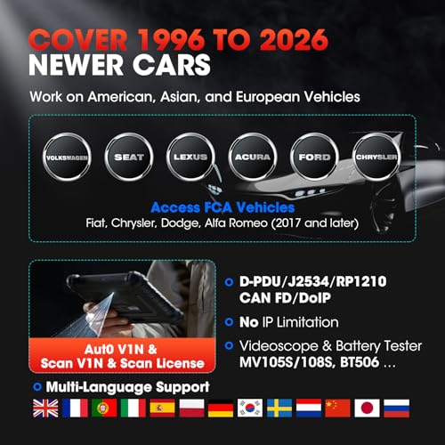 Autel MaxiCom Ultra Lite Scanner 2026: 2-Year Update Same as Maxisys Ultra Motor TruSpeed Repair, New Topology 2.0, 3000+ Test, 40+ Service, Level Up of MS919/Elite II Pro