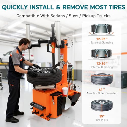 Albott 2HP Tire Changer and Wheel Balancer Combo for 12"–24" Rims, Outside Clamp 12"–22" Inside Clamp 12"–24", Tire Repair and Wheel Balancing for Home Garage & Auto Shop - size: 12"–24" Dual Arm Combo
