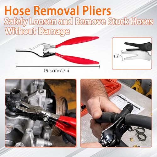 8-Piece Fuel Line Disconnect Tool Set with Hose Clamp Pliers, Relay Puller, Panel Clip, Trim Clip & Push Pin Removal Tools for Automotive Repair