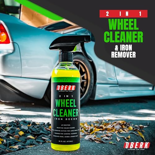 Oberk 2-in-1 Wheel Cleaner & Iron Remover – pH Neutral Iron Decon Spray for Car Detailing – Safe on Painted, Chrome, Aluminum, Powder-Coated Wheels (2 in1 Wheel Cleaner 16 oz) - size: 2 in1 Wheel Cleaner 16 oz