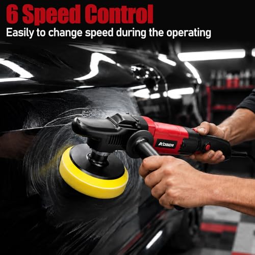 AOBEN 1600W Rotary Buffer Polisher,7 Inch/6 Inch Car polisher with 6 Variable Speed,Detachable Handle for Car Detailing - size: AT3501D-1