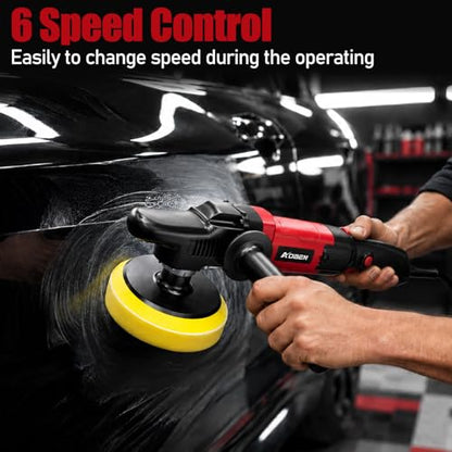 AOBEN 1600W Rotary Buffer Polisher,7 Inch/6 Inch Car polisher with 6 Variable Speed,Detachable Handle for Car Detailing - size: AT3501D-1