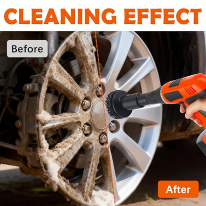 9PCS Wheel Hub Cleaning Tool Kit with Polishing Pads,Wheel Hub Cleaning Kit for Power Drill & 1/2" Impact Wrench,Professional Wheels Stud Cleaner Kits for Car Maintenance - color: 9PCS