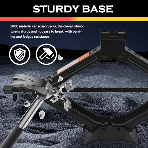 2T Scissor Jack for Car Tool Kit,Heavy Duty Car Tire Changing Kit for Automotive Lifting with Ratchet Wrench & Lug Wrench,Sturdy Cars Jack Kits Automotive Tools Lift Range 3.93-15.35"