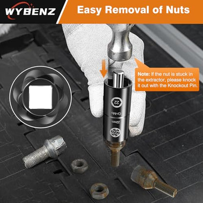 2-IN-1 Flip Lug Nut Extractor Set, 9Pcs Lug Nut Removal Tool, Wheel Lock Removal Kit, 1/2 Inch Drive Lug Nut Remover, 17-27mm Bolt Extractor Socket Set for Stripped, Rounded, Damaged Bolt and Nuts - color: 9pcs