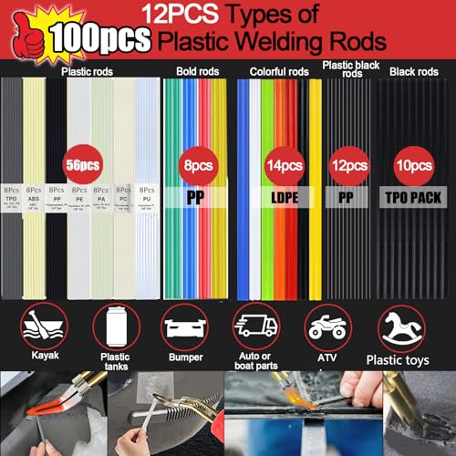 Upgraded 220W Plastic Welder, 2 in 1 Plastic Welding Repair Welder Kit 1000PCS Hot Stapler Soldering Gun with 100PCS Plastics Welding Rods Car Bumper Repair Kit for Most Plastics(Blue) - color: Blue