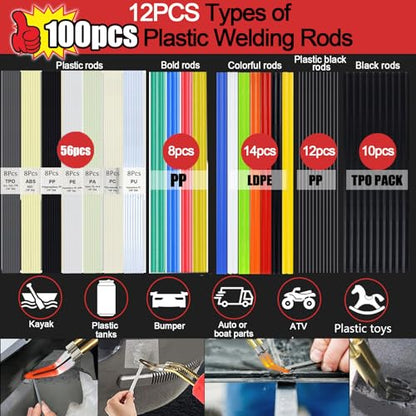 Upgraded 220W Plastic Welder, 2 in 1 Plastic Welding Repair Welder Kit 1000PCS Hot Stapler Soldering Gun with 100PCS Plastics Welding Rods Car Bumper Repair Kit for Most Plastics(Blue) - color: Blue