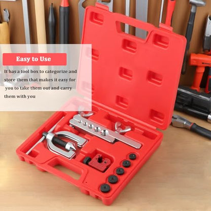 25Ft 3/16" Brake Line Kit,Double & Single Brake Line Flaring Tool Kit Includes Flaring Tool/Nuts/Adapters/Tube Cutter,Universal Brakes Lines Repair Kits for Hydraulic Brakes System